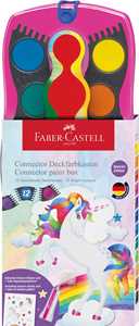 Cartoleria Confezione Acquerelli Connector Unicorno con 12 godets colori+ tubetto glitter e stickers unicorno, rosa Faber-Castell