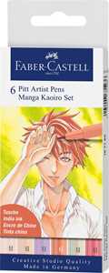 Cartoleria Bustina da 6 Pitt Artist Pen-Manga Set Kaoiro tratto B per viso e capelli Faber-Castell