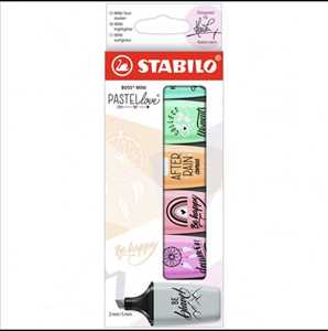 Cartoleria Evidenziatore - STABILO BOSS MINI Pastellove 2.0 - Astuccio da 6 - Colori assortiti Stabilo