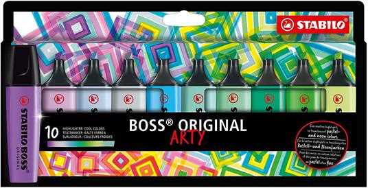 Cartoleria Evidenziatore - STABILO BOSS ORIGINAL - ARTY - Cool Colors - Astuccio da 10 - Colori assortiti Stabilo