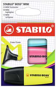 Cartoleria Evidenziatore - STABILO BOSS MINI - Astuccio da 3 - Giallo/Blu/Rosa Stabilo