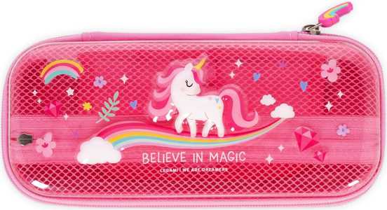 Cartoleria Legami - Astuccio Wonderwow, Tema Unicorn, 2 Scomparti e Portapenne interno, Chiusura a Zip, 23x11x5 cm Legami