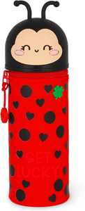 Cartoleria Legami - Kawaii Astuccio Scuola 2 in 1 in Morbido Silicone, Ladybug, Portapenne da Tavolo, Chiusura con Cerniera Legami