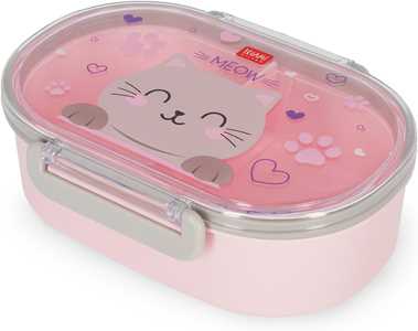 Idee regalo Legami - Contenitore Porta Merenda, Tema Kitty, 1 Snack Box con Divisiorio removibile, Chiusura a Clip Legami
