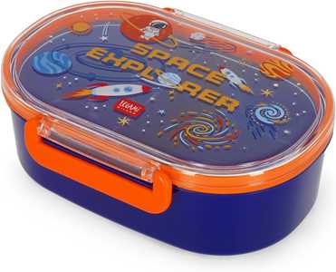 Idee regalo Legami - Contenitore Porta Merenda, Tema Space, 1 Snack Box con Divisiorio removibile, Chiusura a Clip Legami