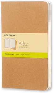 Cartoleria Set da 3 Quaderni Cahier Moleskine Large a pagine bianche - beige. Kraft Brown Moleskine
