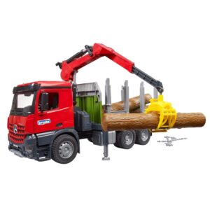 MB Arocs camion trasporto 3 tronchi con gru - Bruder 03669