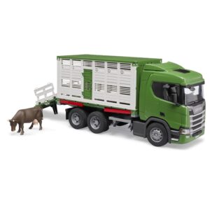 Scania Super 560R camion trasporto bestiame con un bovino - Bruder 03548