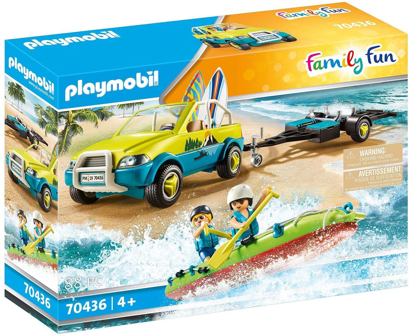 Playmobil Family fun - Auto da spiaggia con rimorchio per canoa - 70436