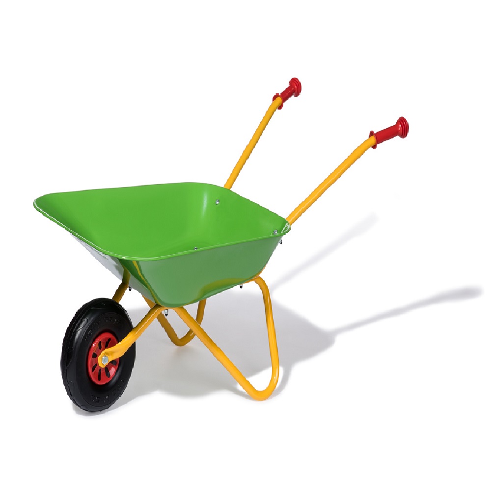 Carriola in metallo vasca verde e telaio giallo