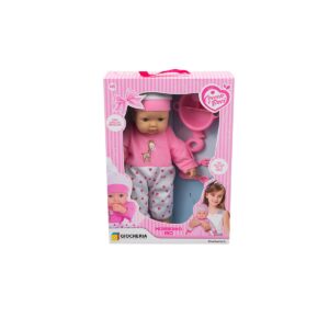 Coccole e Baci bebe 40cm con accappatoio e set per la pappa