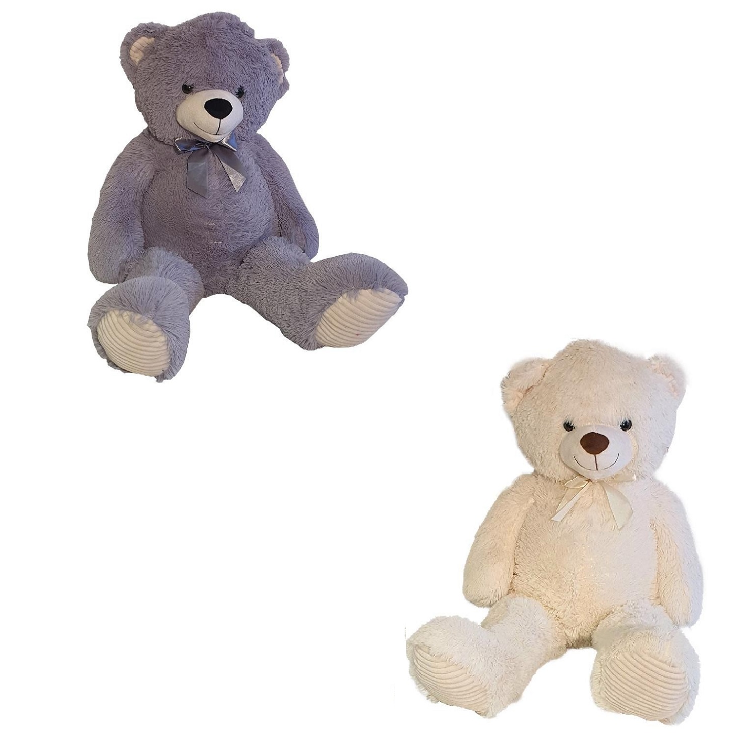 Peluche Gigante 100 cm Orso Morbido Bianco o Grigio