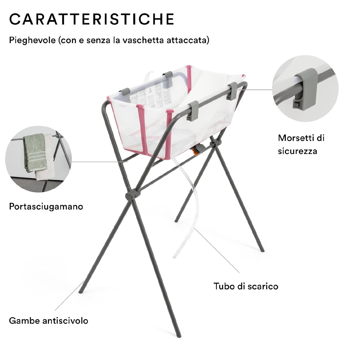 Stokke Flexi Bath Stand Supporto per vaschette flexi bath della Stokke colore Grey codice 538700 - immagine 3