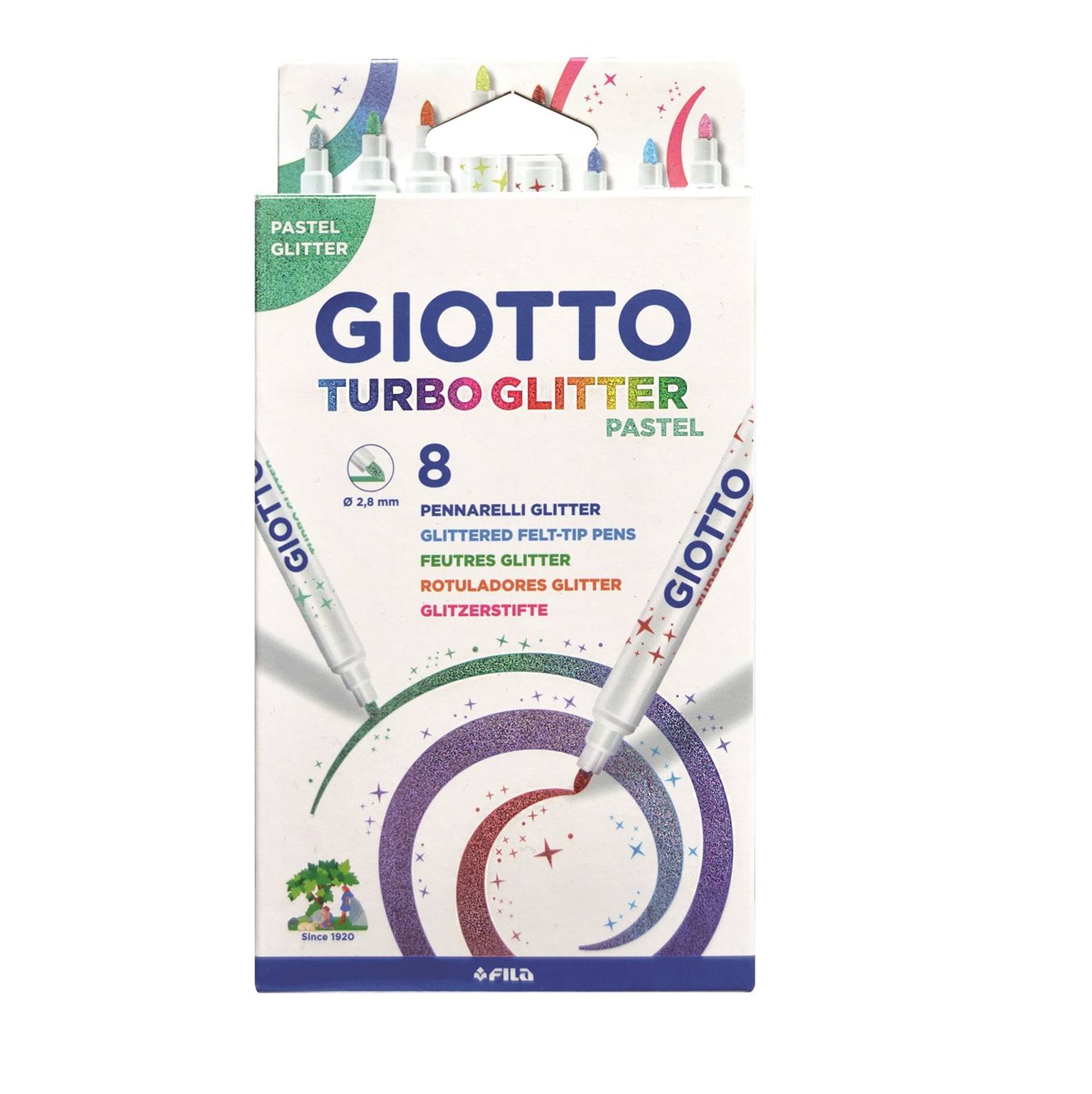 Giotto Turbo Glitter pennarelli Glitterati in colori Pastel confezione da 8pz