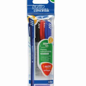 Tratto Cancellik penna inchiostro cancellabile busta 4 penne + 1 gomma Cancellik
