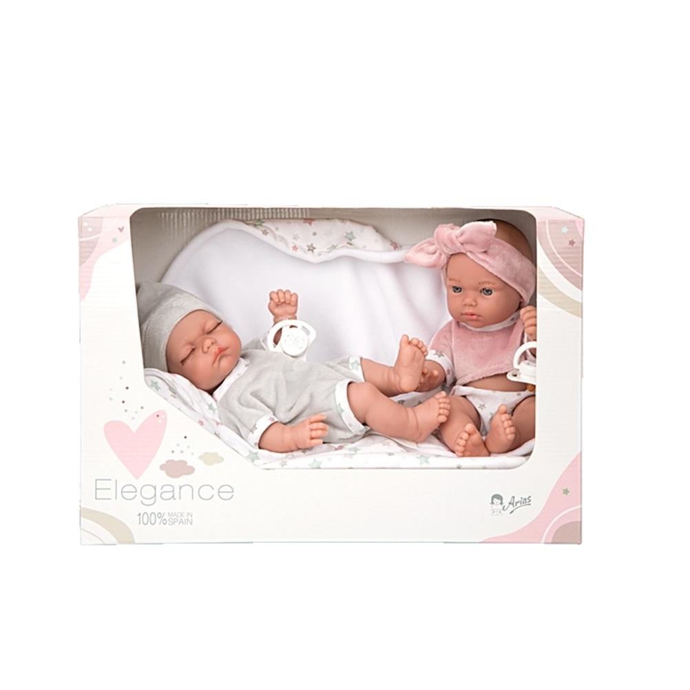 Arias bambola gemelli 26 cm rosa/grigio - codice POS230335