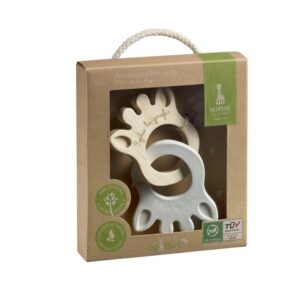 Sophie la girafe - Dentaruolo - 2 Anelli Massaggiagengive Silhouette in Caucciù Naturale e Legno di Hevea – 0 Mesi+