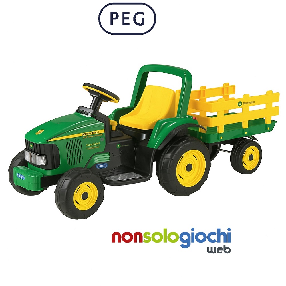 Peg Perego John Deere Farm Power – Trattore Elettrico 12 V con Rimorchio e Radiocomando