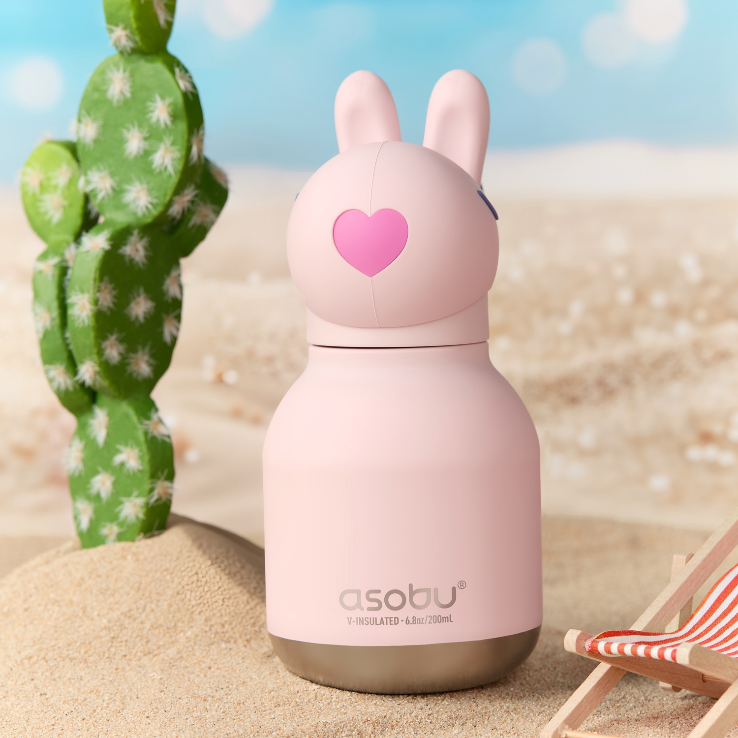 Borraccia Termica Mini Bestie 200ml Coniglio Rosa Bunny - Asobu - immagine 5