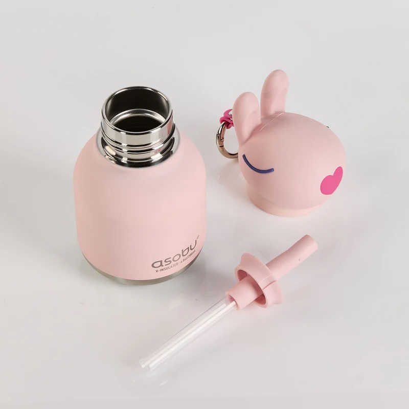 Borraccia Termica Mini Bestie 200ml Coniglio Rosa Bunny - Asobu - immagine 4