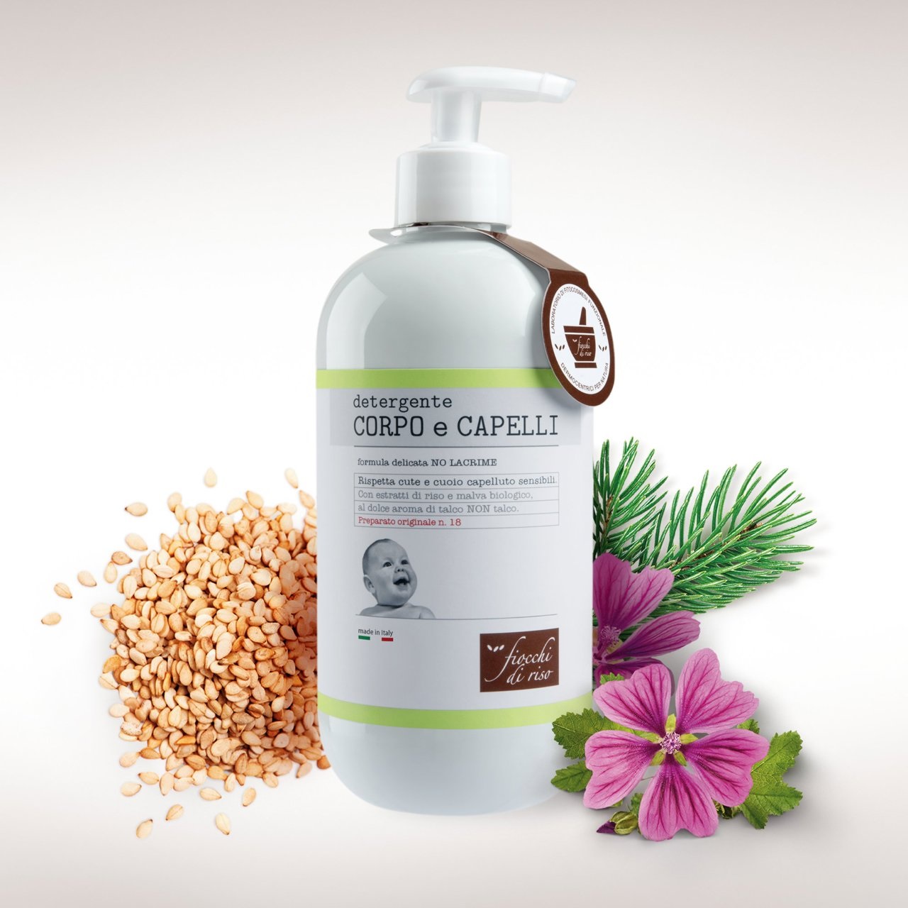 Fiocchi di riso detergente corpo capelli talco 400ml - NO lacrime - immagine 2